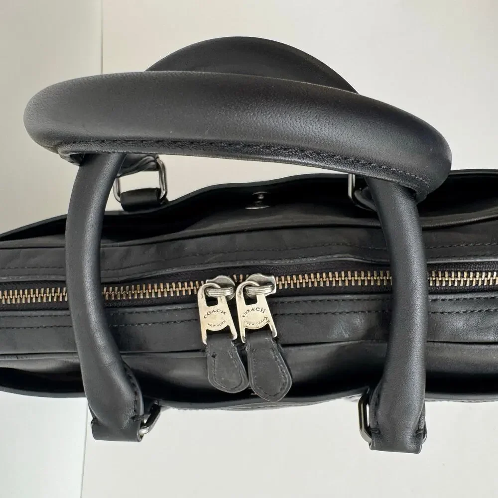 Coach Metropolitan Slim Briefcase Leather Bag Business Travel Black 71732